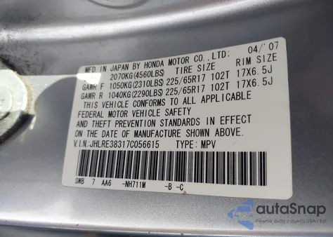 2007 Honda Cr-V Lx from USA, damaged, VIN JHLRE38317C056615